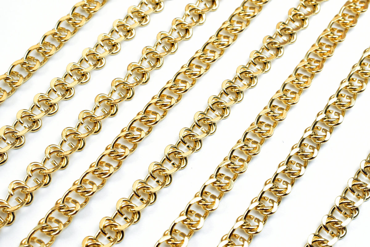 24"/20" Inch Gold Filled Look, EP 18k Cable Chain 6mm/5mm/4mm Width, 2mm Thickness  CG496/CG496A/CG496B/CG511 jewelry maki...
