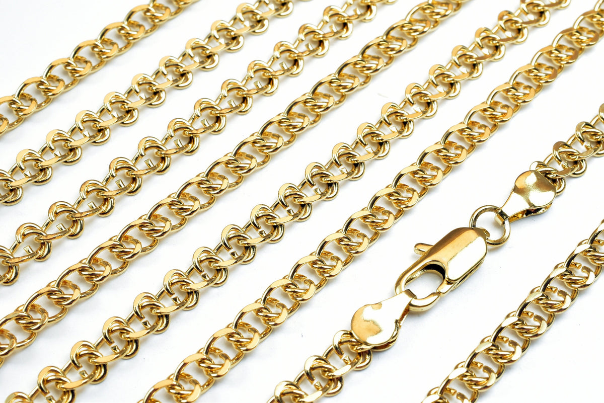 24"/20" Inch Gold Filled Look, EP 18k Cable Chain 6mm/5mm/4mm Width, 2mm Thickness  CG496/CG496A/CG496B/CG511 jewelry maki...