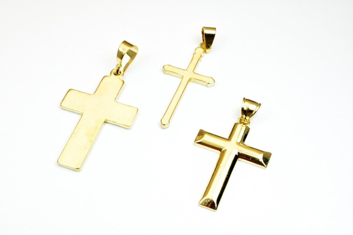 18K as Gold Filled* tarnish resistant Cross Pendant Plain Charms Without Jesus 3 Sizes For Jewelry Making GP88, GP89, GP90...