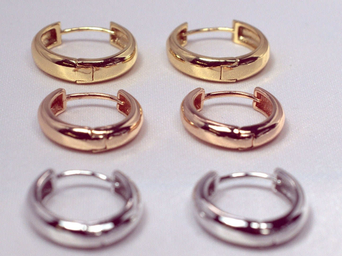 Plain Hoop Earring Gold Filled,Rose Gold,Rhodium Size 10/15/20/22mm Thickness2/3/4/5mm jewelry making supplies - detail im...