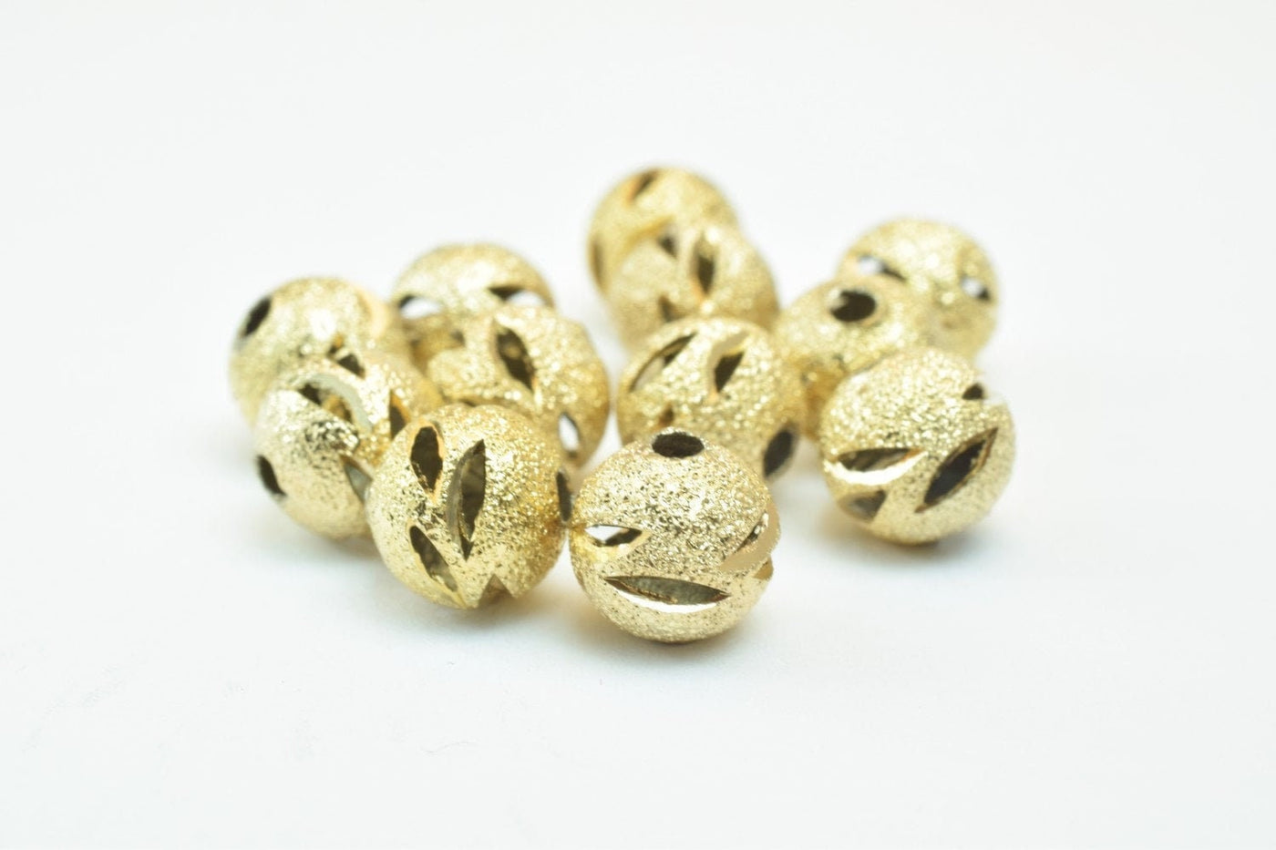 18K Gold Filled Look, EP Beads Stardust With Diamond Cut Size 8mm/10mm   GF3335/GF3380 jewelry making supplies - detail im...