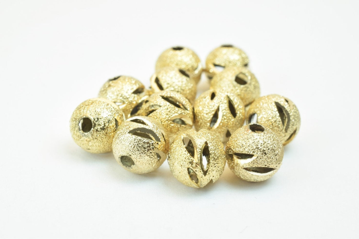 18K Gold Filled Look, EP Beads Stardust With Diamond Cut Size 8mm/10mm   GF3335/GF3380 jewelry making supplies - detail im...