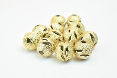 18K Gold Filled Look, EP Beads Stardust With Diamond Cut Size 8mm/10mm   GF3335/GF3380 jewelry making supplies - detail im...