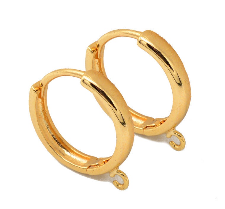 6 Pairs Hoop hook lever back Earring 18K Gold Filled Look, Fish line Findings jewelry making supplies - detail image 10