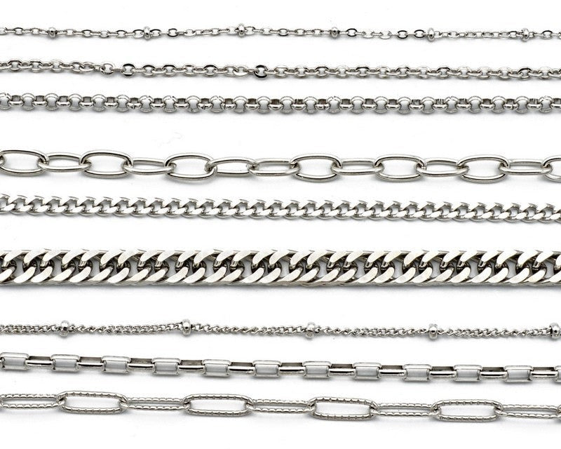 Rollo Cable Curb Chain Collection: Saturn Cuban & Diamond Cut Styles (Stainless Steel, Secure Fit, Multiple Sizes)