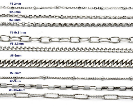 Rollo Cable Curb Chain Collection: Saturn Cuban & Diamond Cut Styles (Stainless Steel, Secure Fit, Multiple Sizes)