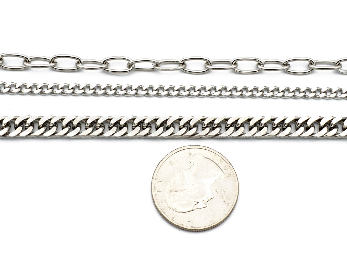 Rollo Cable Curb Chain Collection: Saturn Cuban & Diamond Cut Styles (Stainless Steel, Secure Fit, Multiple Sizes)