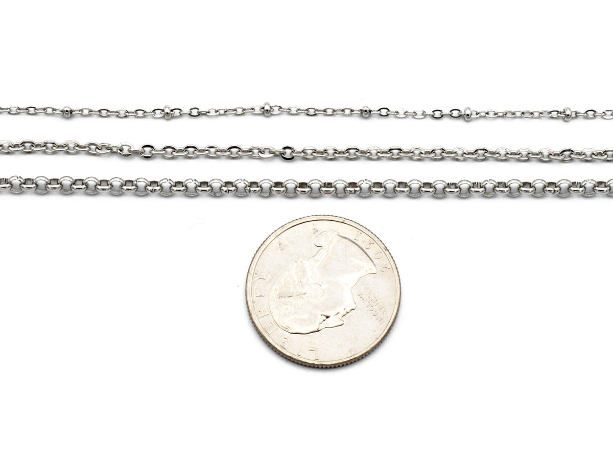 Rollo Cable Curb Chain Collection: Saturn Cuban & Diamond Cut Styles (Stainless Steel, Secure Fit, Multiple Sizes)