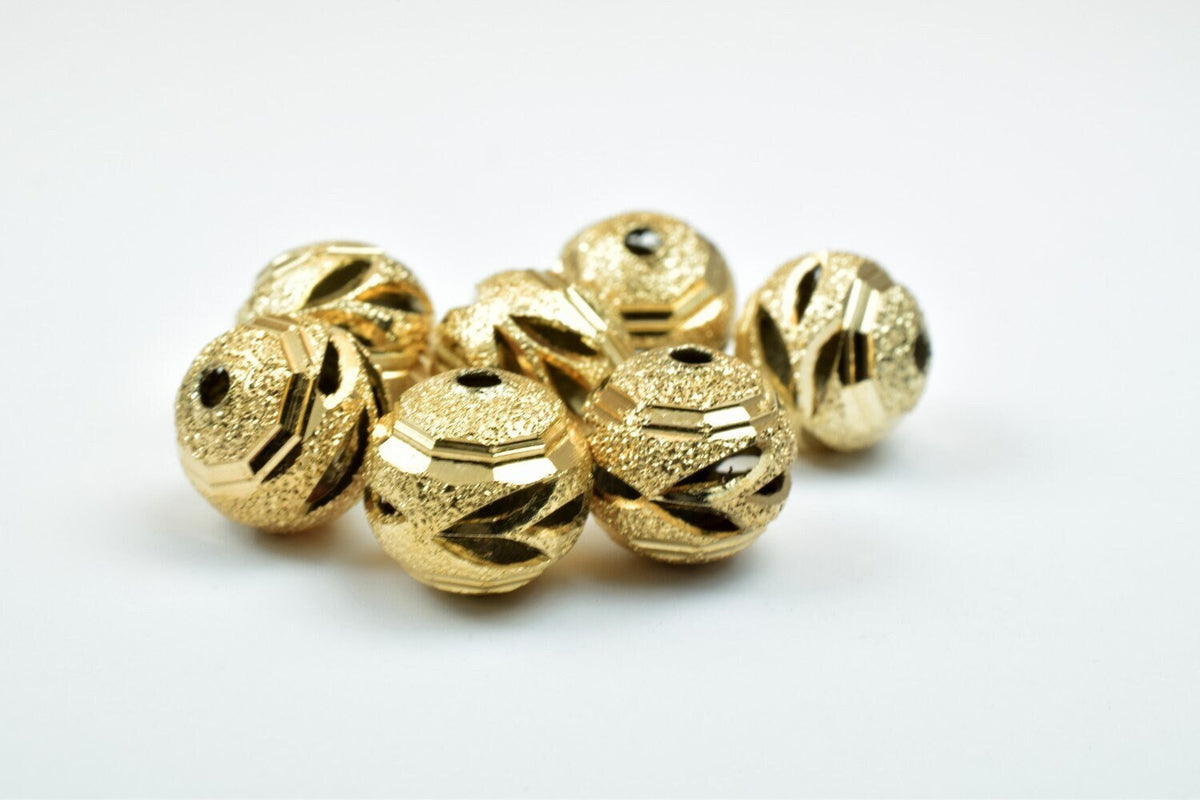 18K Gold Filled Alternative Stardust Diamond Cut Beads: Shiny Round Balls - Tarnish Resistant, Core, Jewelry Making Supplies
