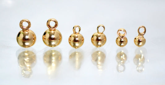 18K Gold Filled Alternative Plain Hanger Beads - Tarnish Resistant Findings, Multiple Sizes 3mm-12mm, Base, Jewelry Craft Supplies