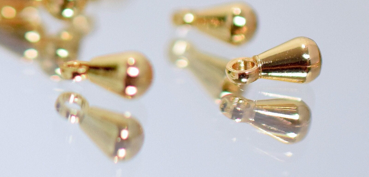 18K Gold Filled Look, EP Plain Hanger Beads 100pcs Size 3mm/4mm/5mm/8mm/10mm/12mm and Tear drop jewelry making supplies -...