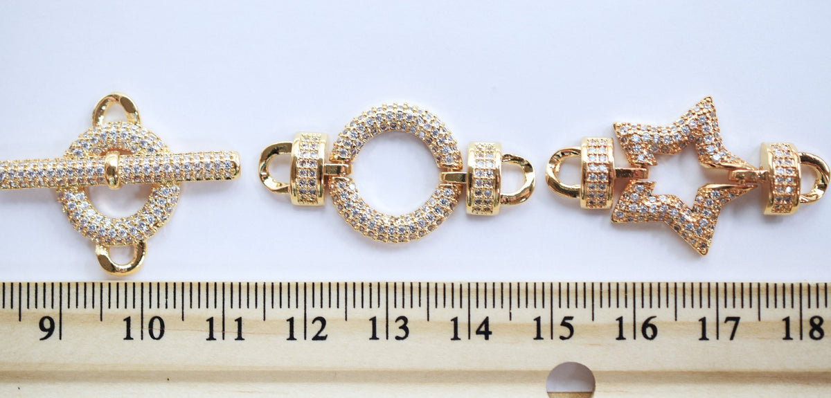 Gold filled Look, EP Evil Eye/Locker pendant charms cubic zirconia and Clasp Findings multi color/Toggle /Circle/Star conn...
