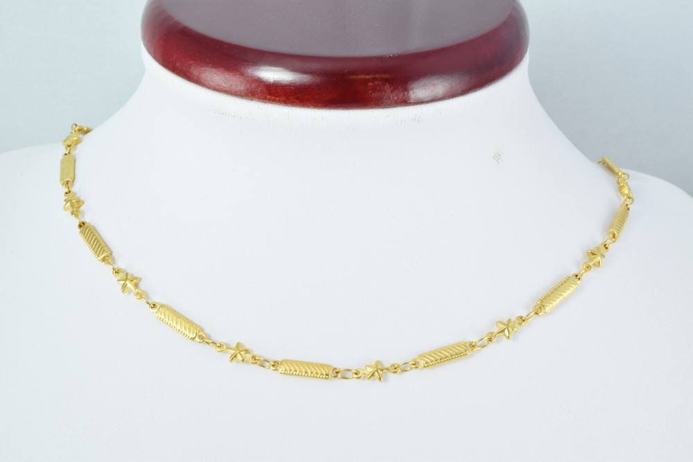 Gold Filled Alternative Bar And Star Chain Necklace: Elegant Gold Jewelry, (18.5" & 23", 4.5mm Width)
