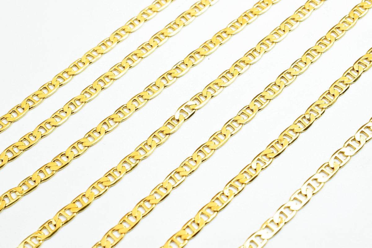 2.5mm Gold Filled Look, EP chain 18k GFC032H sold by foot for jewelry making jewelry making supplies