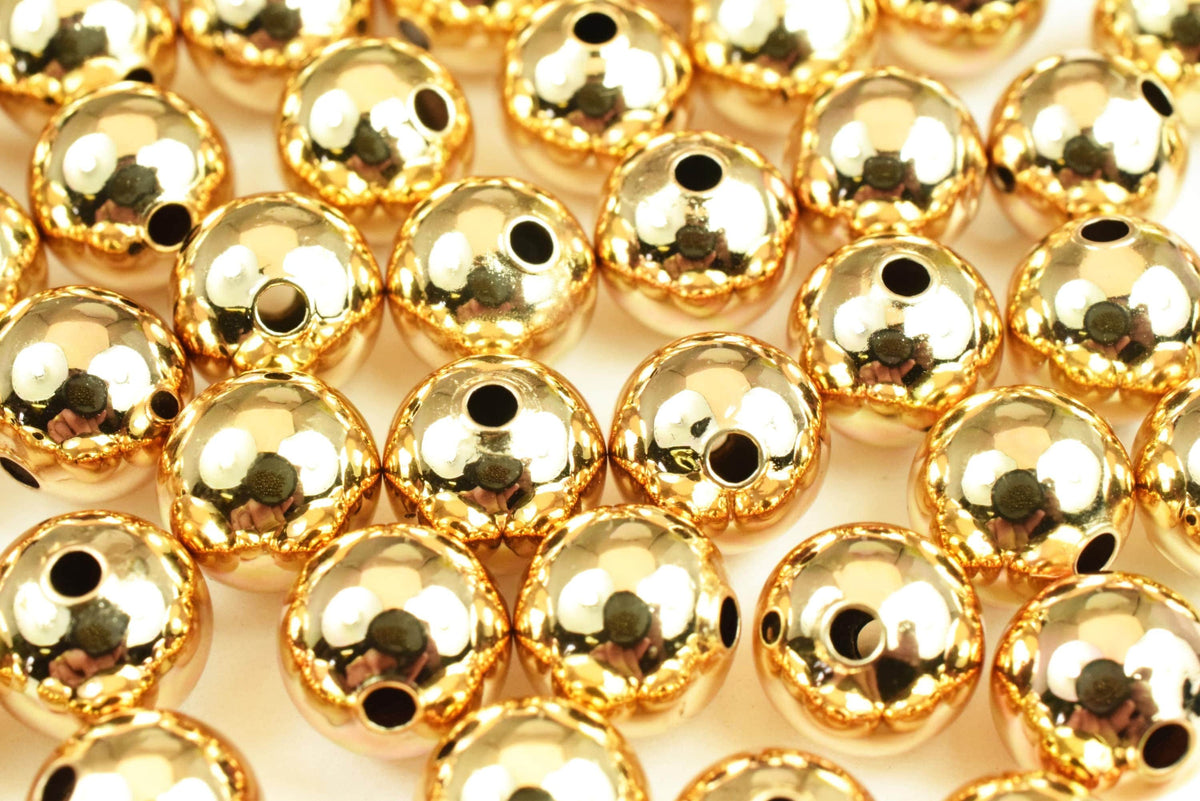 18K Gold Filled Look, Round Beads, Seamless Ball 2mm/3mm/4mm/5mm/6mm/7mm/ 8mm/10mm/12mm/14mm/16mm/18mm/20mm Spacer Finding...
