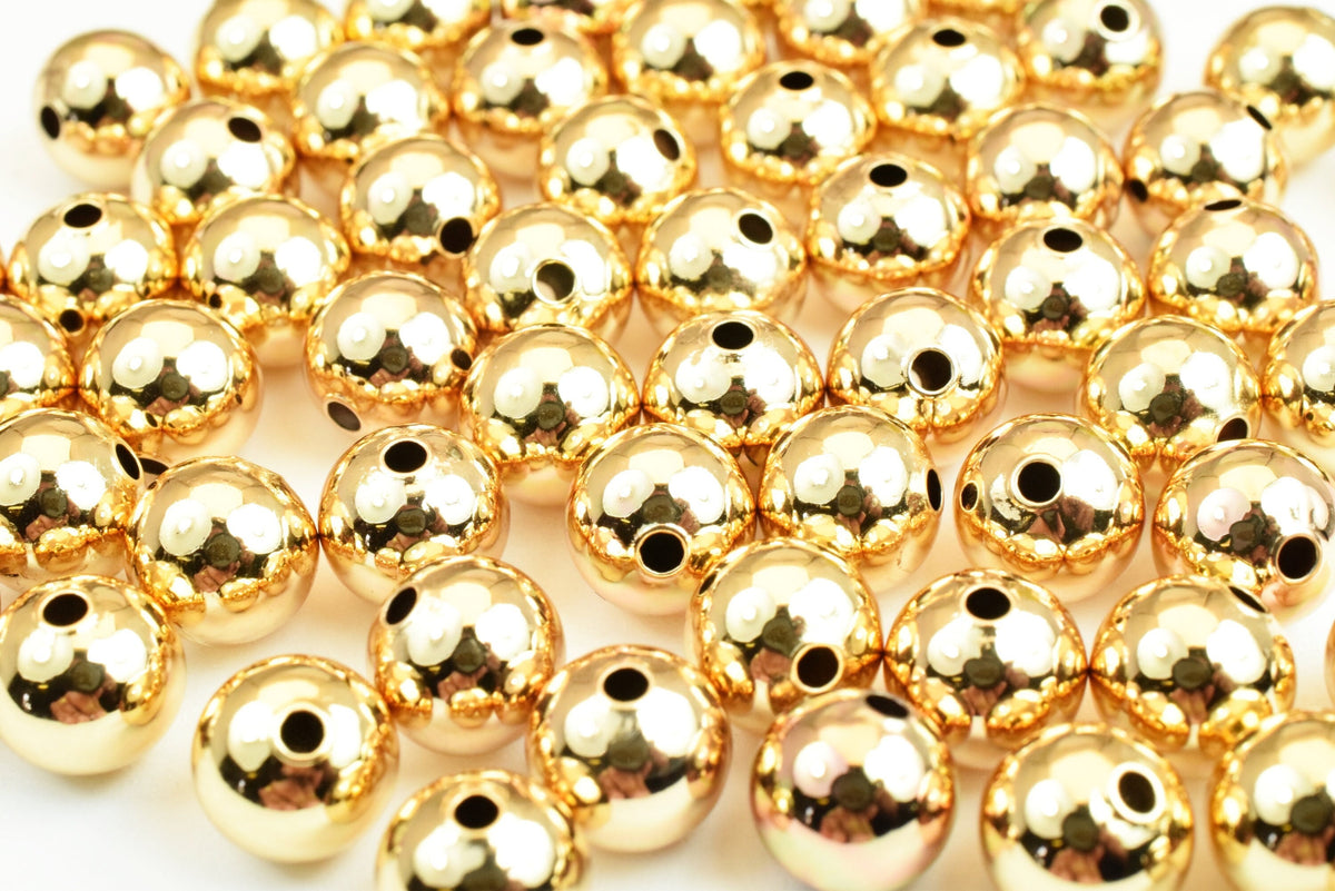 18K Gold Filled Look, Round Beads, Seamless Ball 2mm/3mm/4mm/5mm/6mm/7mm/ 8mm/10mm/12mm/14mm/16mm/18mm/20mm Spacer Finding...