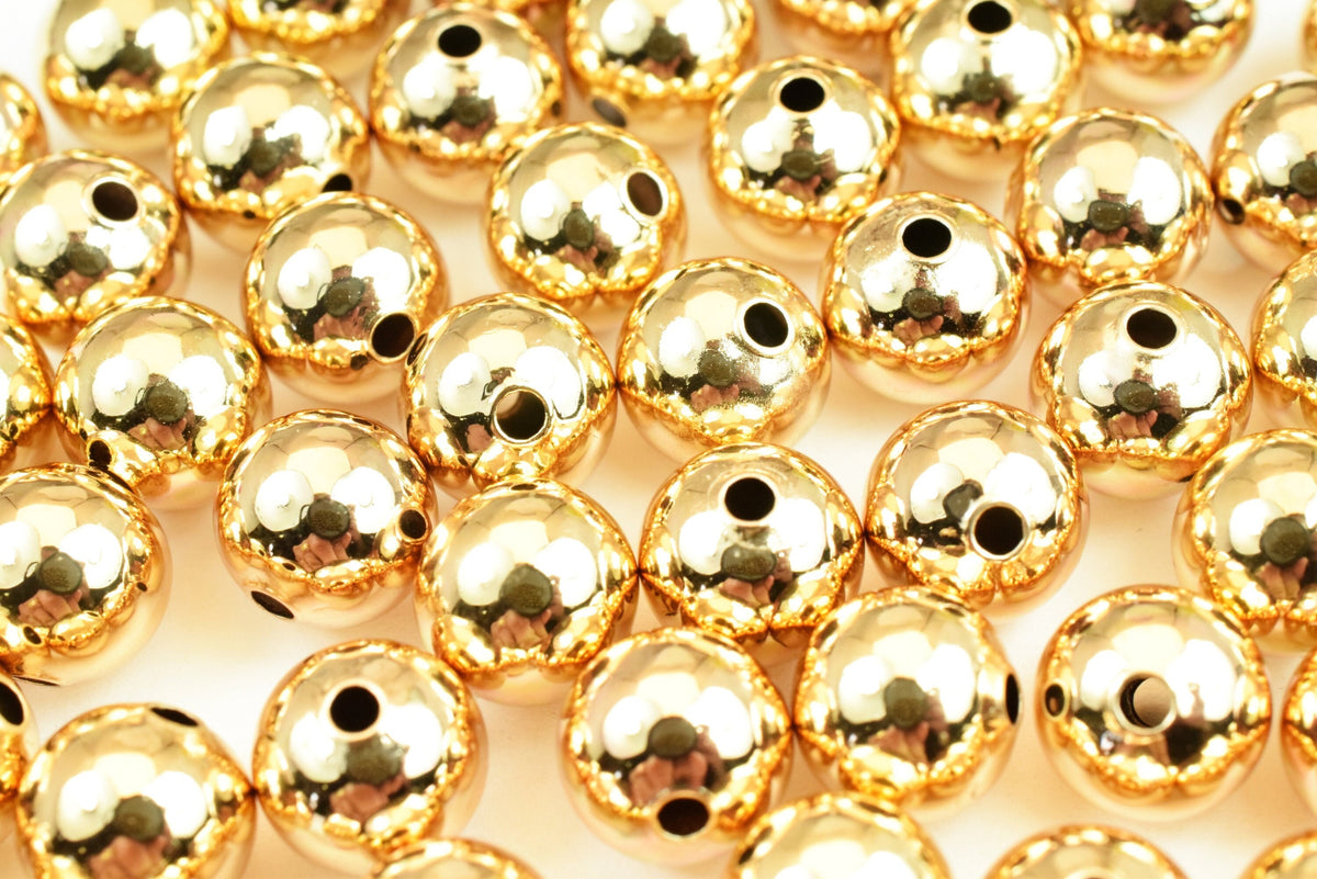 18K Gold Filled Look, Round Beads, Seamless Ball 2mm/3mm/4mm/5mm/6mm/7mm/ 8mm/10mm/12mm/14mm/16mm/18mm/20mm Spacer Finding...