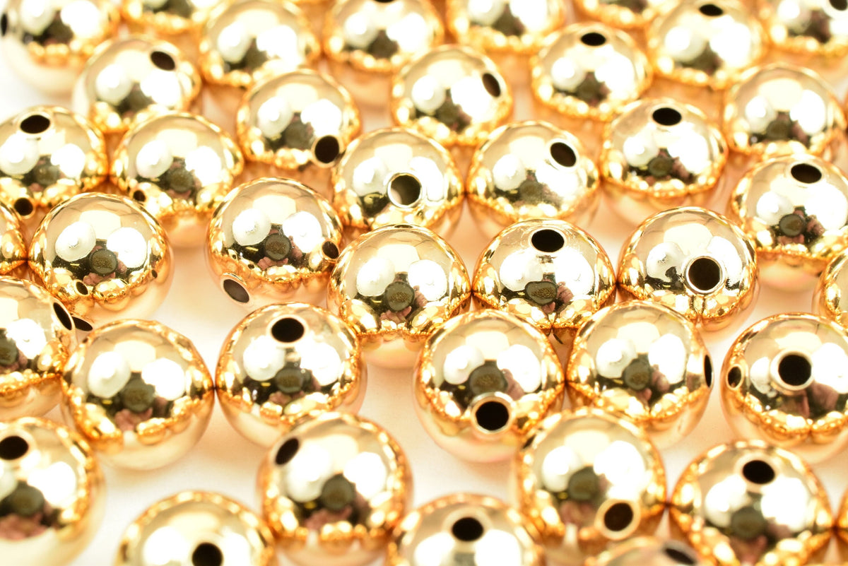 18K Gold Filled Look, Round Beads, Seamless Ball 2mm/3mm/4mm/5mm/6mm/7mm/ 8mm/10mm/12mm/14mm/16mm/18mm/20mm Spacer Finding...