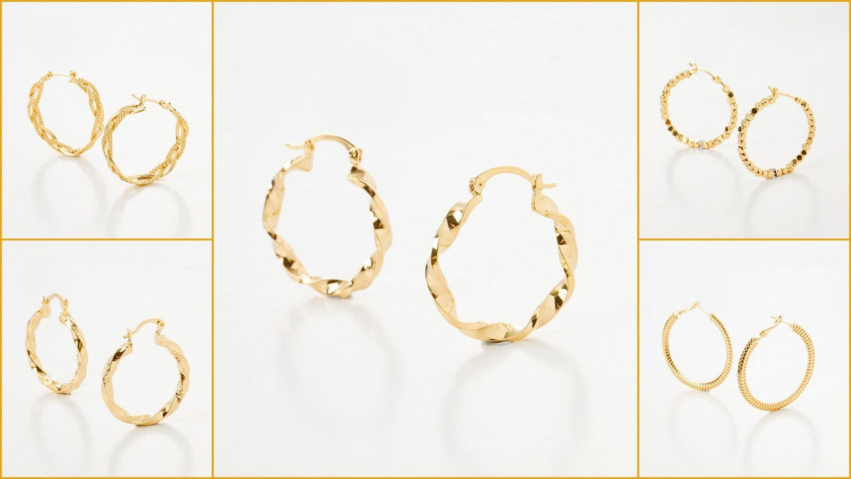 Round Hoop Beaded Earrings: Classic Gold Filled Alternative Electroplated Jewelry (Medium Size 31-45mm, Core, Gift Ready)