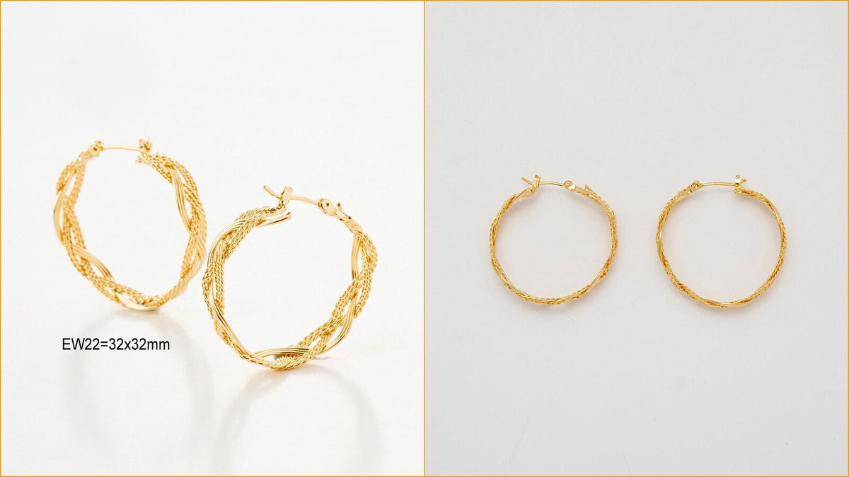 Round Hoop Beaded Earrings: Classic Gold Filled Alternative Electroplated Jewelry (Medium Size 31-45mm, Core, Gift Ready)