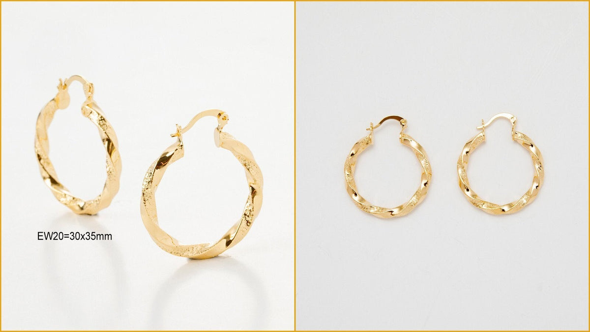 Round Hoop Beaded Earrings: Classic Gold Filled Alternative Electroplated Jewelry (Medium Size 31-45mm, Core, Gift Ready)