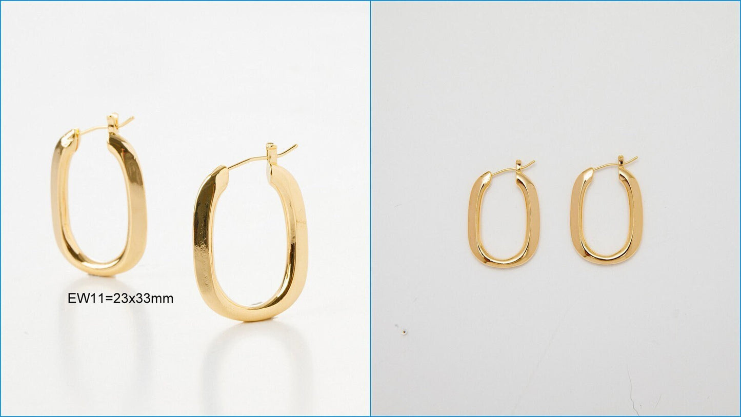 Gold Filled EP 18K Hoop Earrings in Rectangle Round and Oval Shapes jewelry making supplies - detail image 2