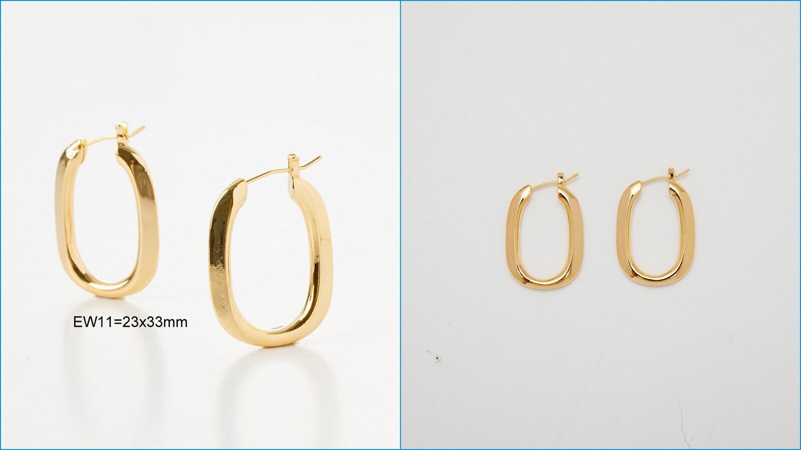 Gold Filled EP 18K Hoop Earrings in Rectangle Round and Oval Shapes jewelry making supplies - detail image 2