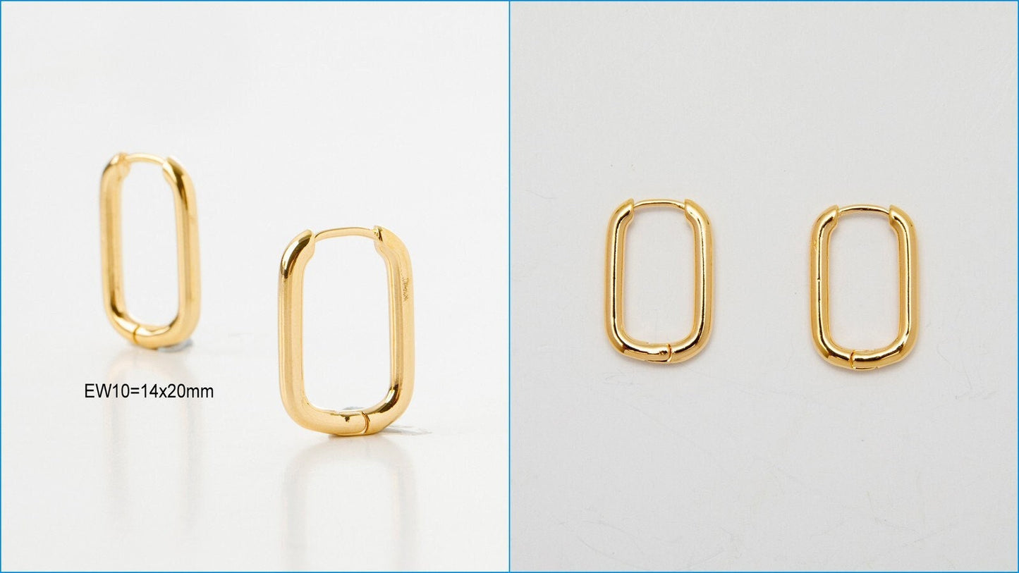 Gold Filled EP 18K Hoop Earrings in Rectangle Round and Oval Shapes jewelry making supplies - detail image 3