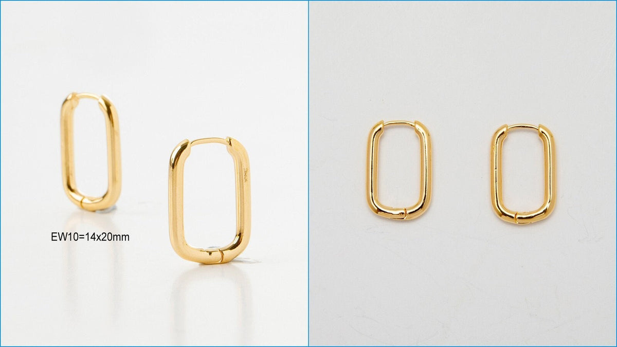 Gold Filled EP 18K Hoop Earrings in Rectangle Round and Oval Shapes jewelry making supplies - detail image 3