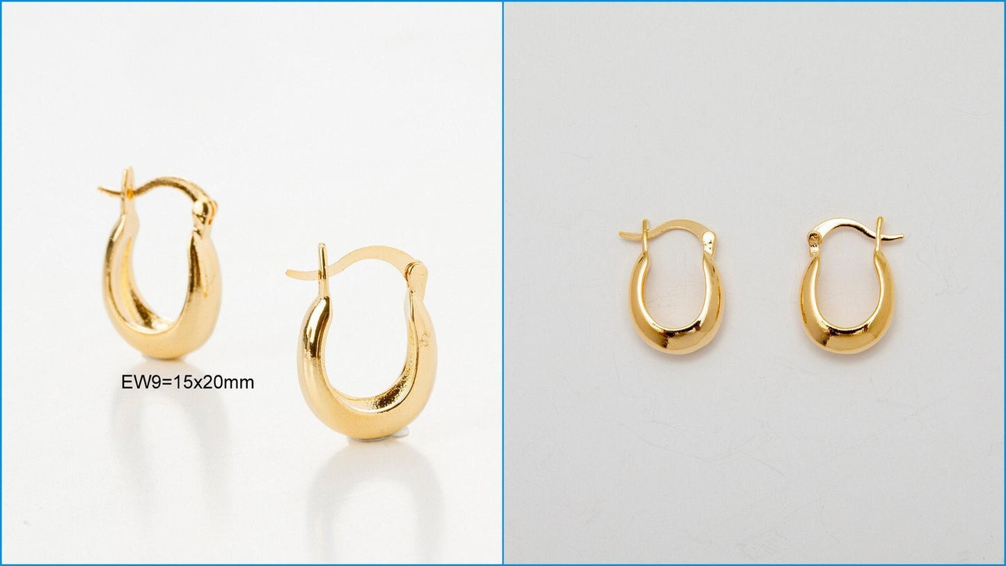 Gold Filled EP 18K Hoop Earrings in Rectangle Round and Oval Shapes jewelry making supplies - detail image 4