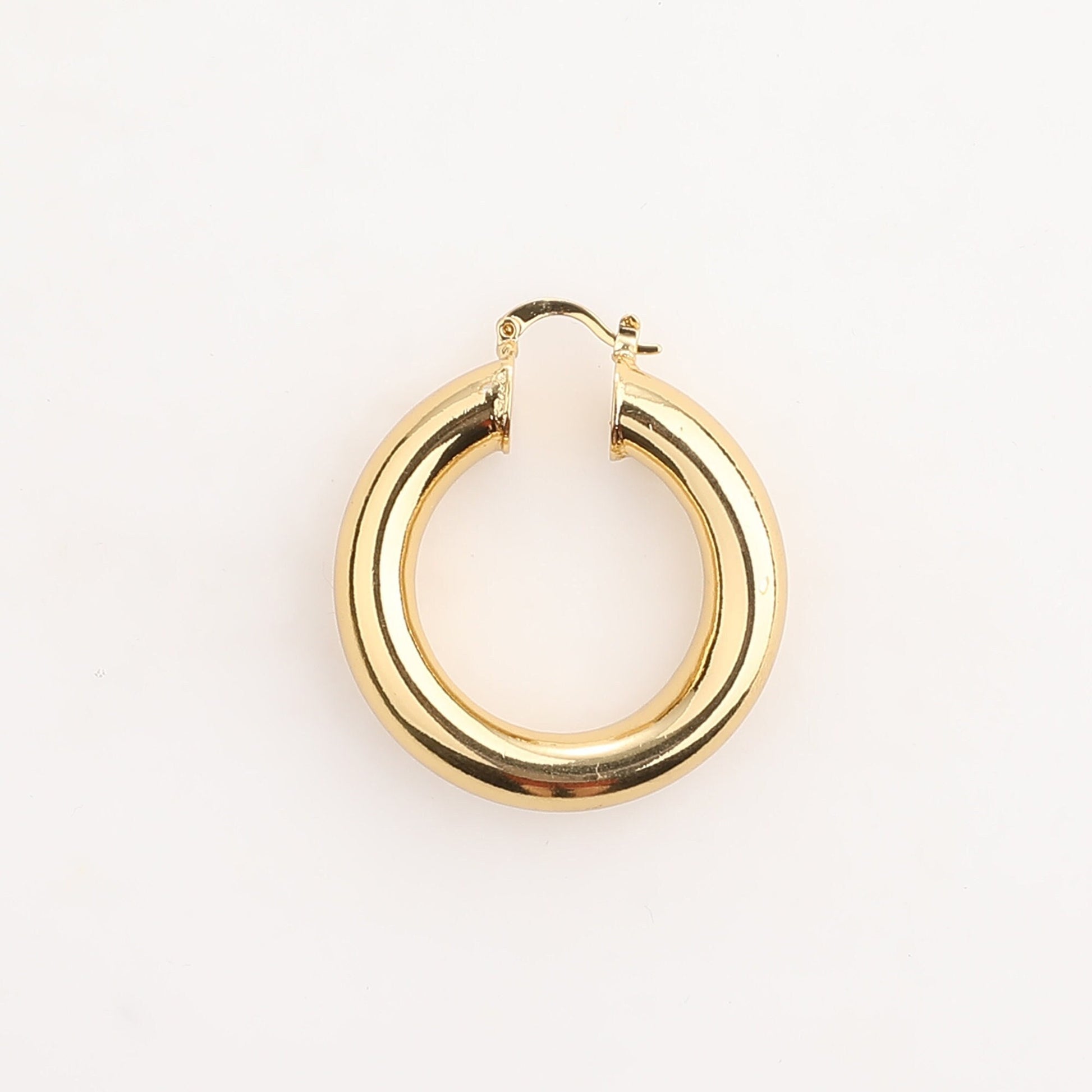 Plain Bamboo Hoop Earrings Gold Filled Alternative, Round Lightweight Hoops (40mm & 25mm Diameter)