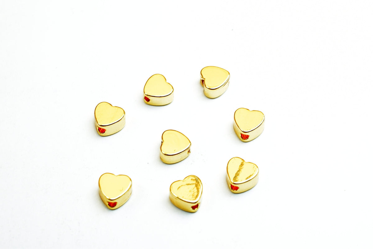 EP Heart Beads Tarnish Resistant Gold, Jewelry Craft Supplies, 5mm-6mm Small Hearts (25 Pcs, Electroplated , Tarnish Resistant)