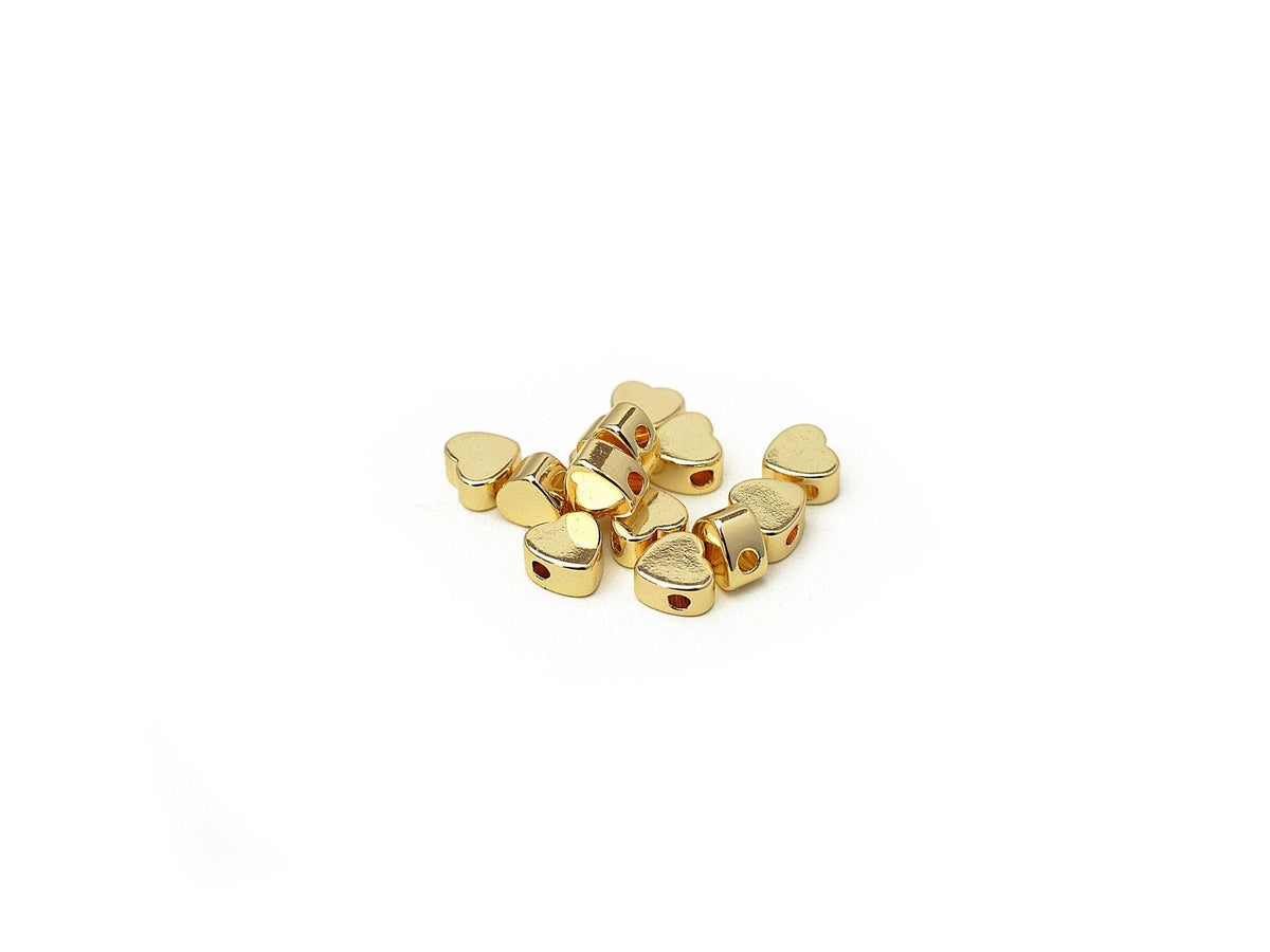EP Heart Beads Tarnish Resistant Gold, Jewelry Craft Supplies, 5mm-6mm Small Hearts (25 Pcs, Electroplated , Tarnish Resistant)