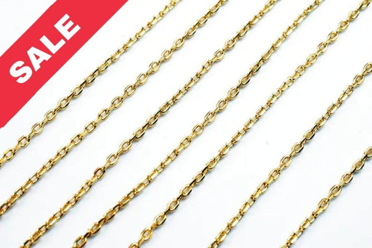 Cable Gold Plated Chain Jewelry Supply: Delicate Electroplated Gold Copper (1.10mm Thin, Lead-Free, Sold by Foot)