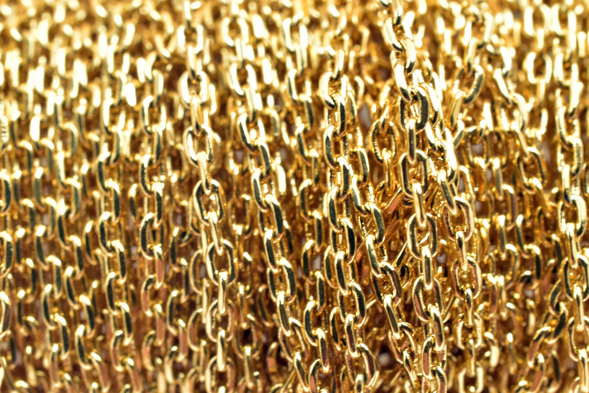 Cable Gold Plated Chain Jewelry Supply: Delicate Electroplated Gold Copper (1.10mm Thin, Lead-Free, Sold by Foot)