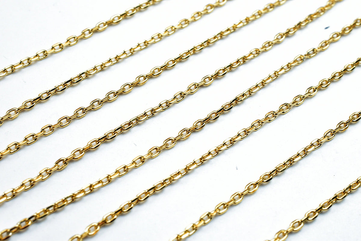 Cable Gold Plated Chain Jewelry Supply: Delicate Electroplated Gold Copper (1.10mm Thin, Lead-Free, Sold by Foot)
