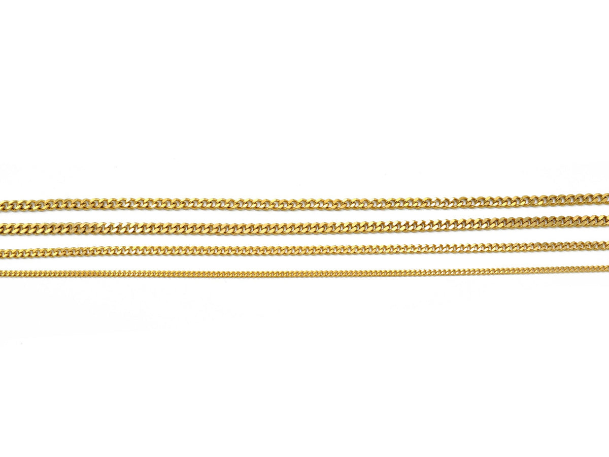 Curb Gold EP Chain Necklace Men Cuban Flat Layered Jewelry jewelry making supplies - detail image 2