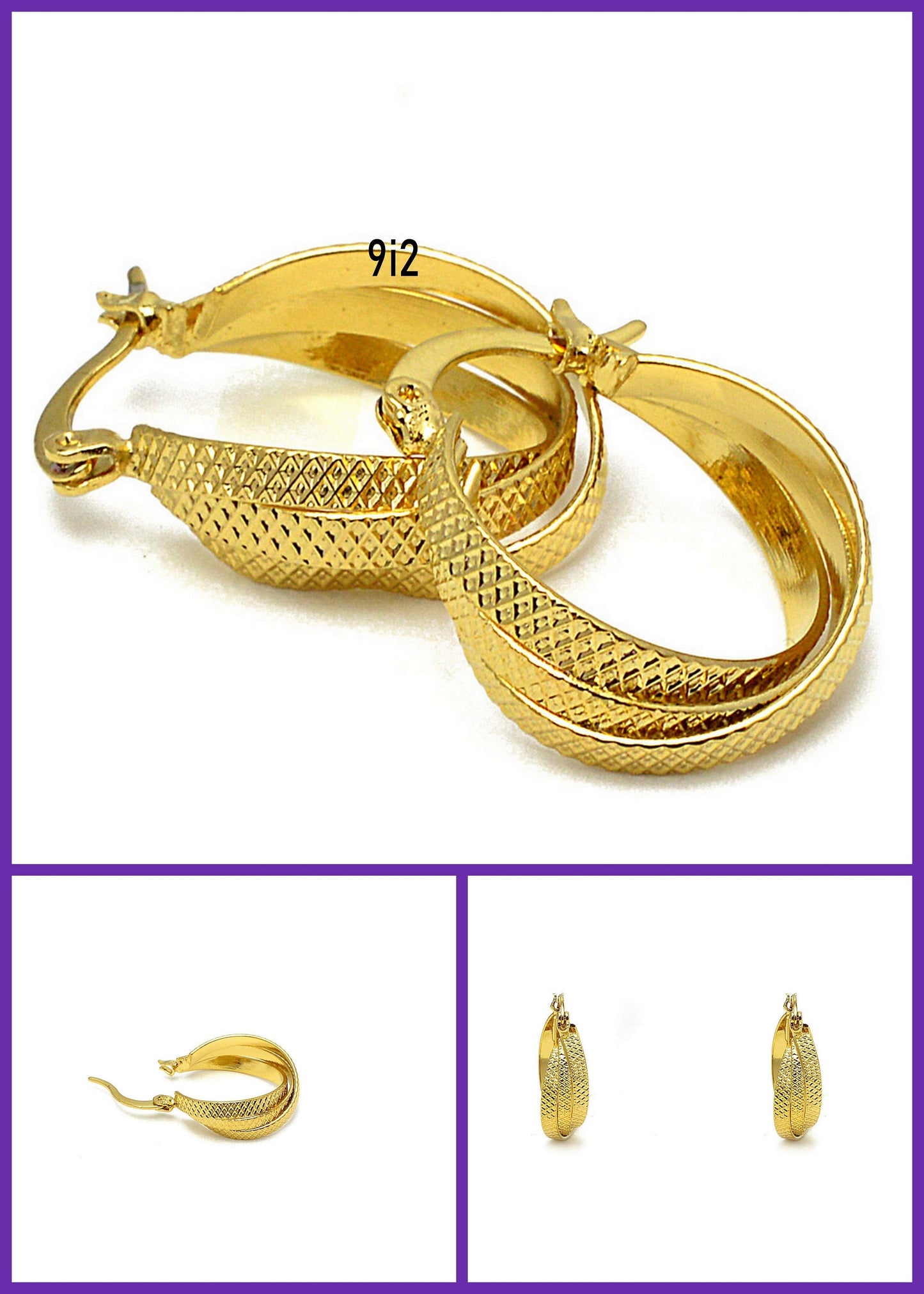 Gold Filled Alternative Twisted Hoop Earrings: Diamond Cut Pattern, Jewelry Making Supplies