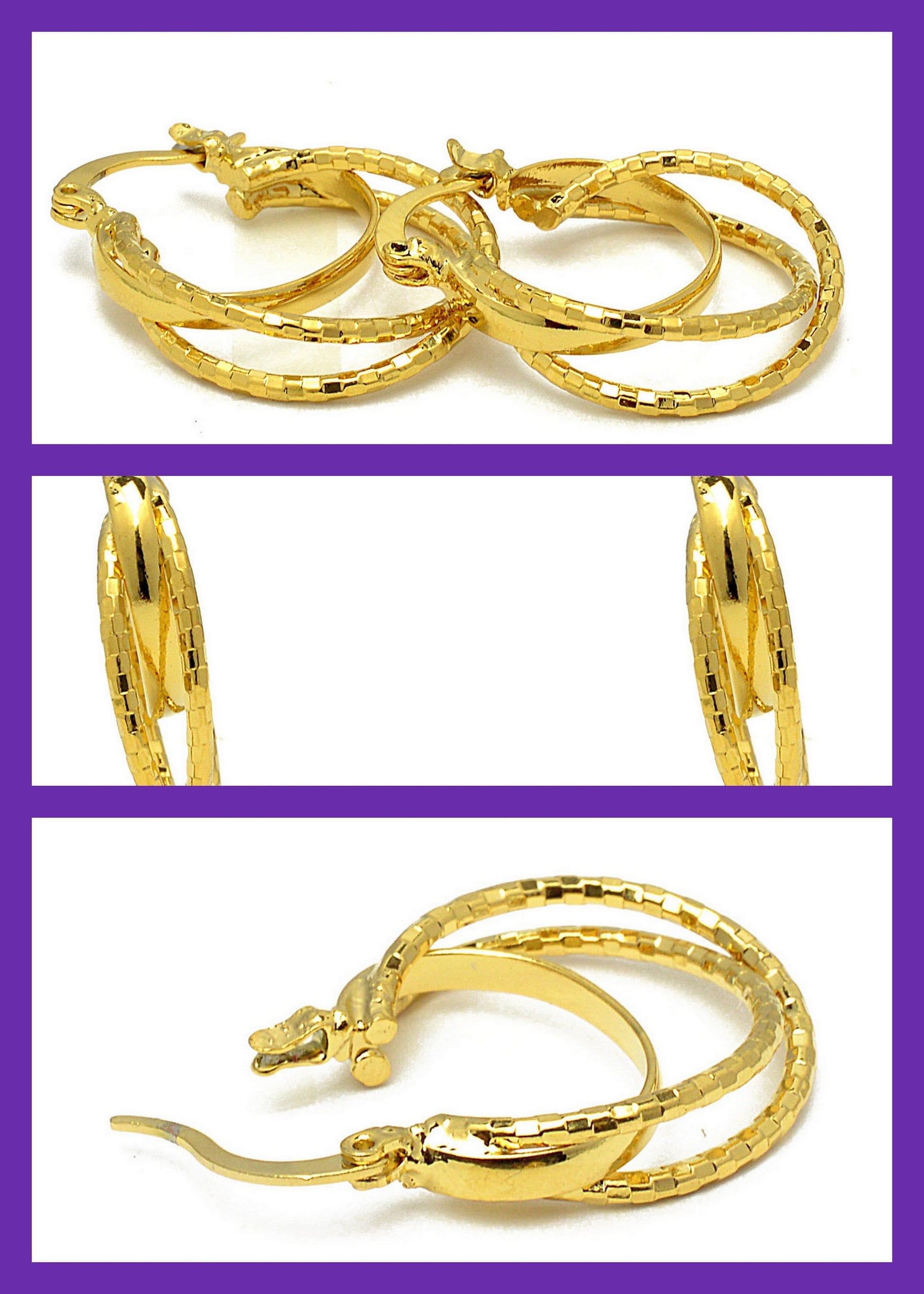Gold Filled Alternative Twisted Hoop Earrings: Diamond Cut Pattern, Jewelry Making Supplies
