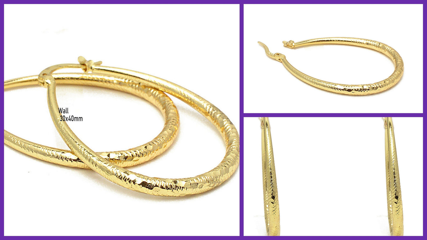 Gold Filled Alternative Twisted Hoop Earrings: Diamond Cut Pattern, Jewelry Making Supplies