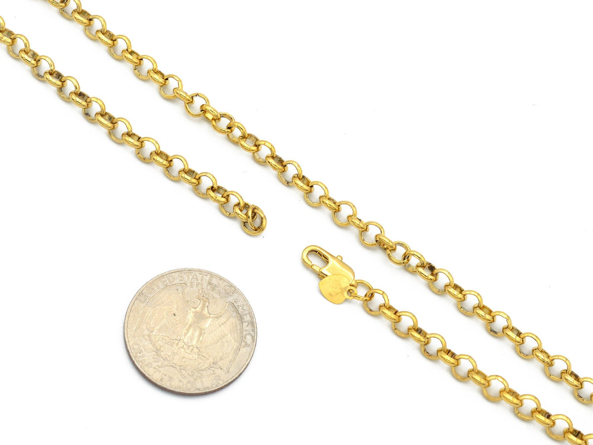 18K Gold Filled Rolo Chain: Tarnish-Resistant Yellow & Pink Gold, Durable | Multiple Thicknesses, Jewelry Crafting