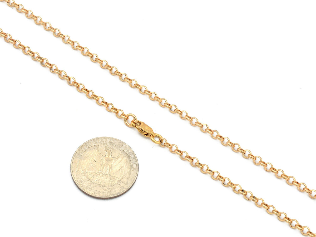 18K Gold Filled Rolo Chain: Tarnish-Resistant Yellow & Pink Gold, Durable | Multiple Thicknesses, Jewelry Crafting