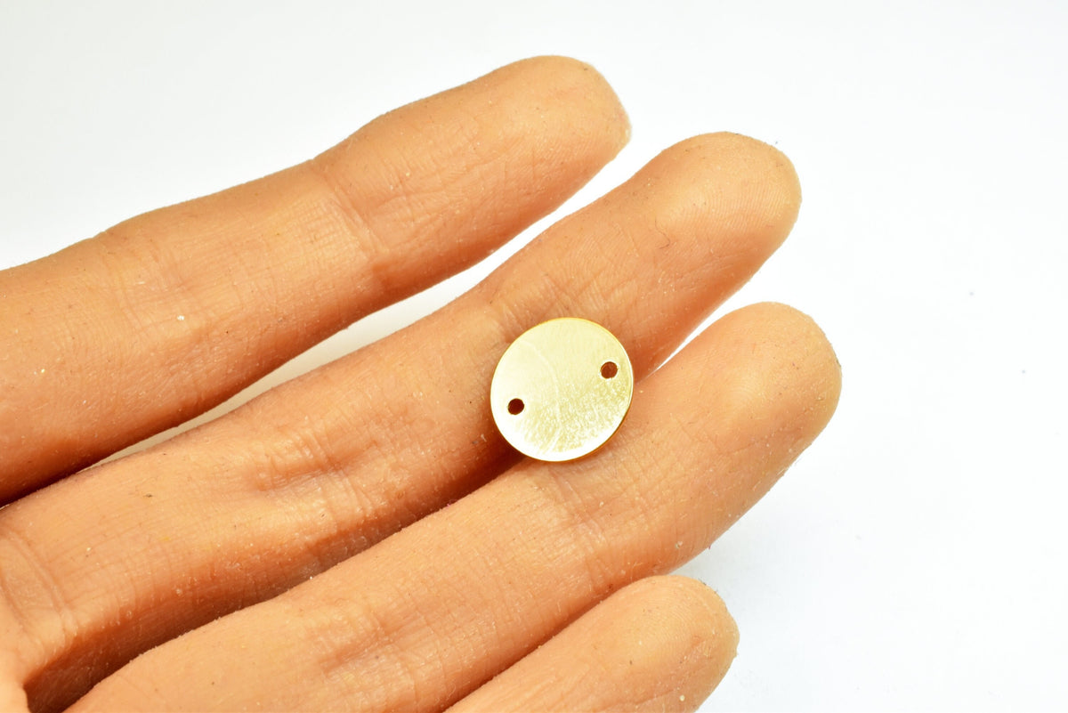 12mm Gold Filled Alternative Name Tag Round Disc: Tarnish Resistant Finish - Electroplated , Jewelry Making, Two Hole Stamping Blank