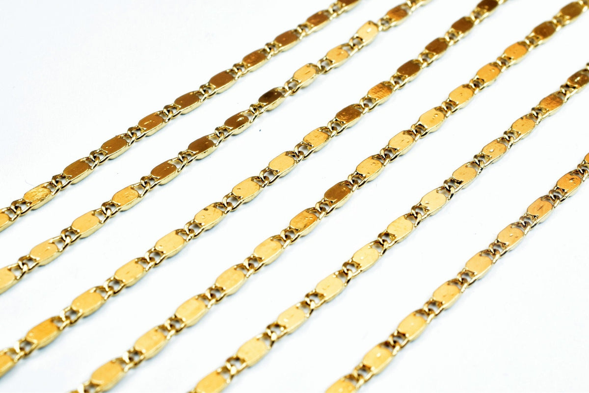 18K Gold Filled Alternative Chain, Jewelry Making Supplies, Gold Finish (2mm Width, 0.5mm Thickness, )