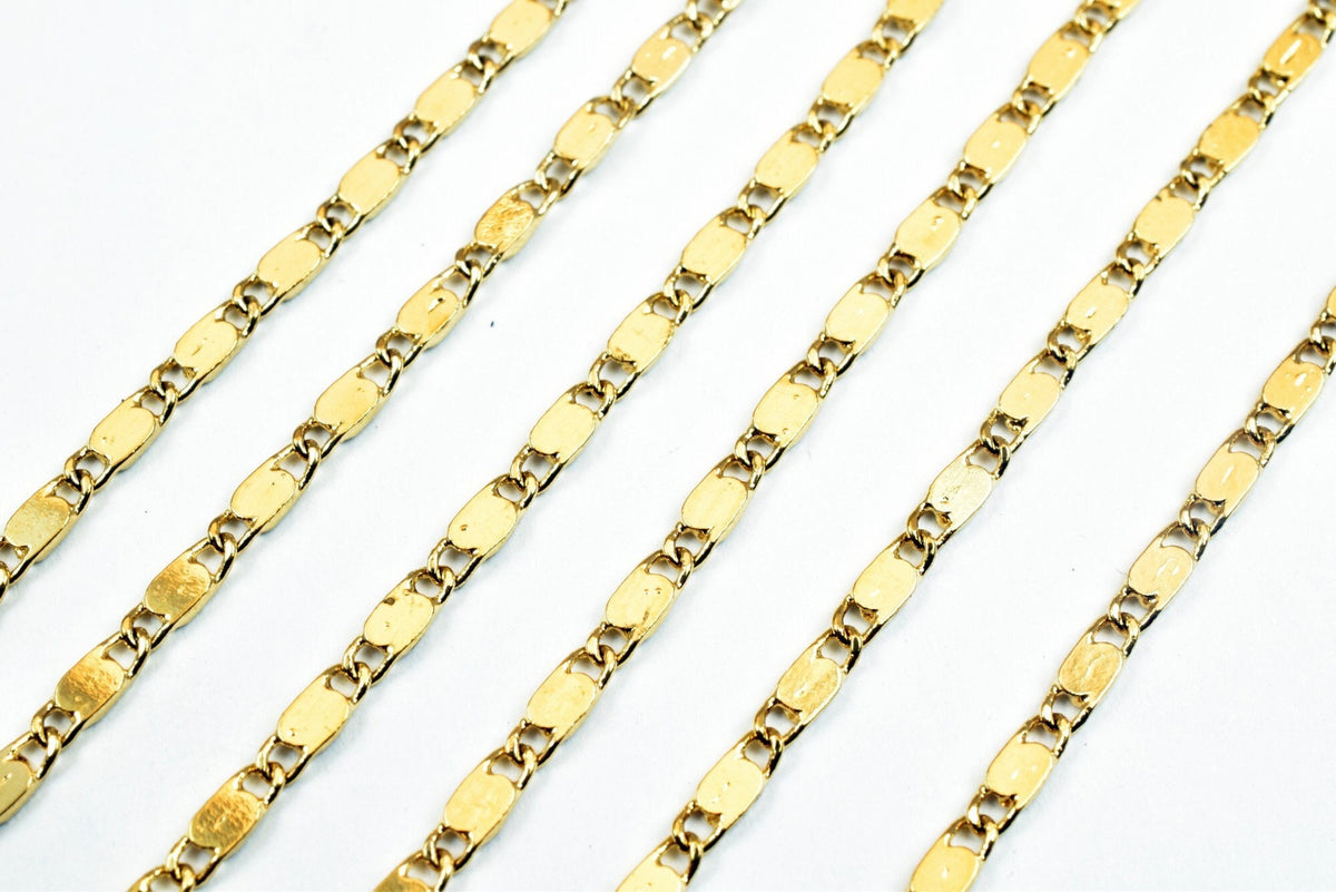 18K Gold Filled Alternative Chain, Jewelry Making Supplies, Gold Finish (2mm Width, 0.5mm Thickness, )