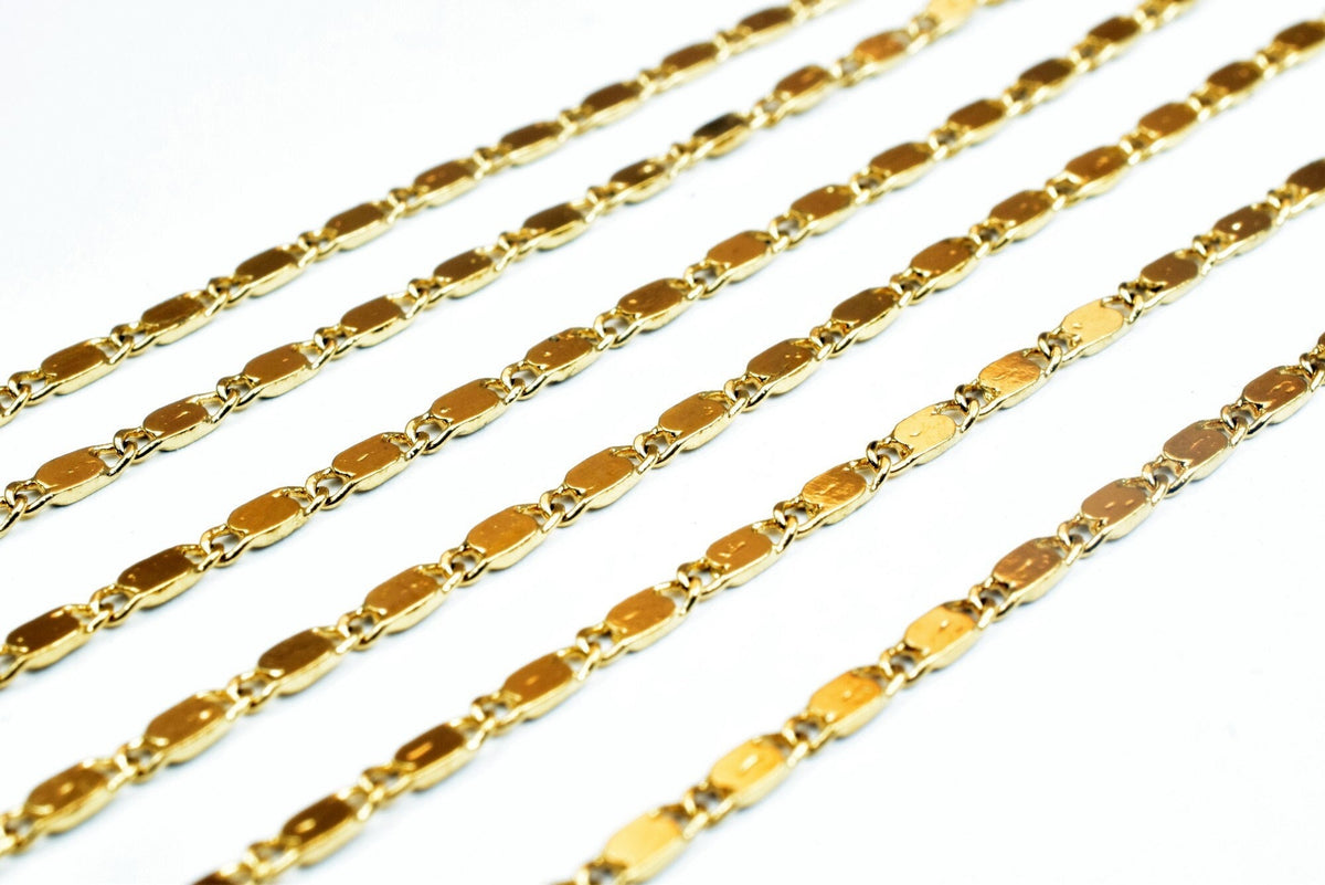 18K Gold Filled Alternative Chain, Jewelry Making Supplies, Gold Finish (2mm Width, 0.5mm Thickness, )