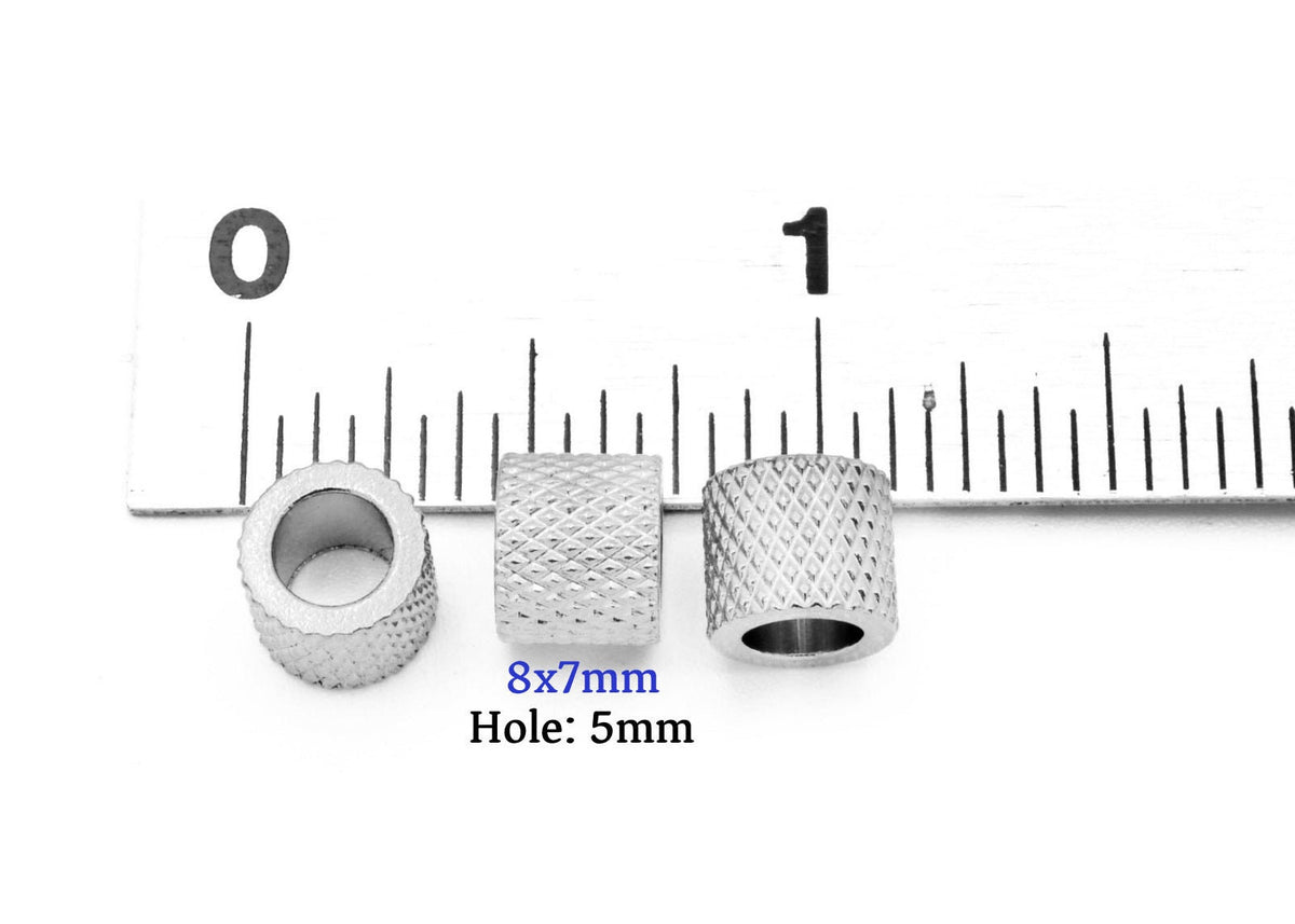 Steel Texture Wheel Spacer - Gold Plated Roundel Beads - Diamond Cut Detailing, Stainless Steel, Crafting Findings Set