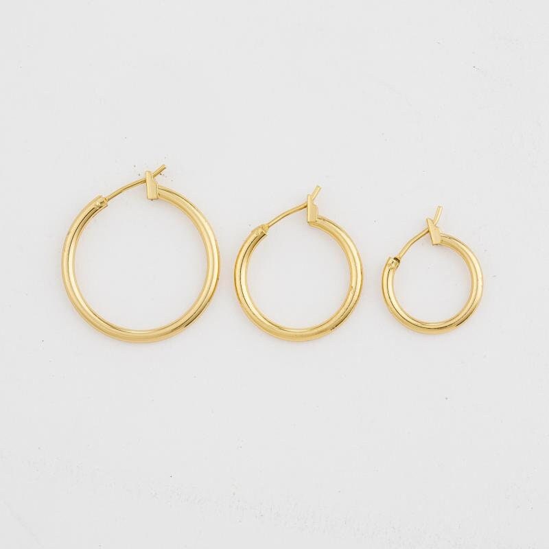 Moon Round Hoop Earring Gold Filled EP 18K Jewelry Making 2 designs 16mm/20mm/25mm 27x25mm jewelry making supplies - detai...