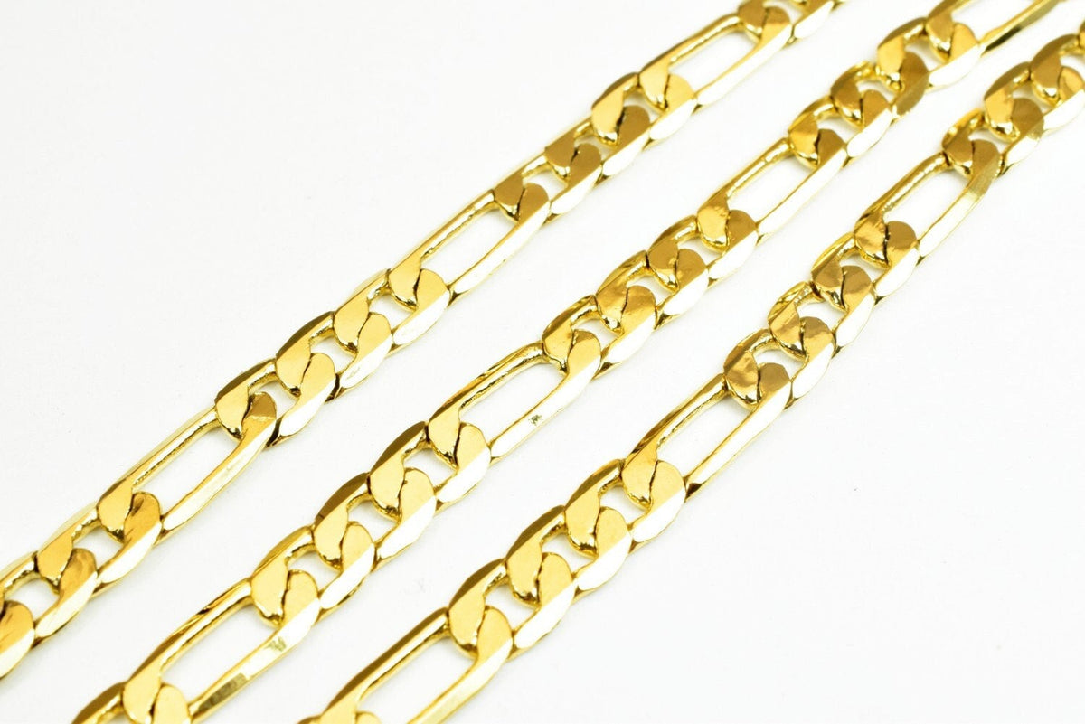 EP Figaro Chain Gold Filled : Elegant Thick 7mm Finish (19.75", 28", 31" Lengths, Durable Jewelry Chain)