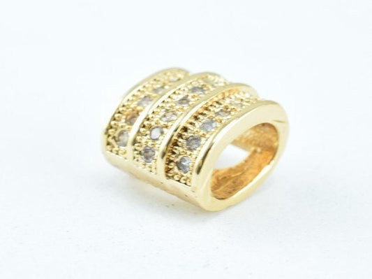 18k Gold Filled Look, EP Micro Pave Beads Size 8x6mm with Clear CZ Cubic Zirconia  GFM21 jewelry making supplies
